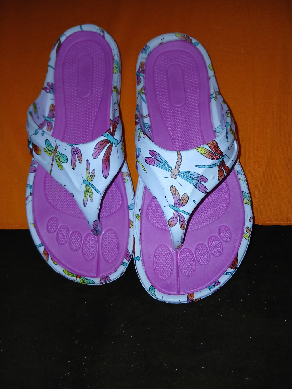 Dragonfly Print Flip Flop Sandals